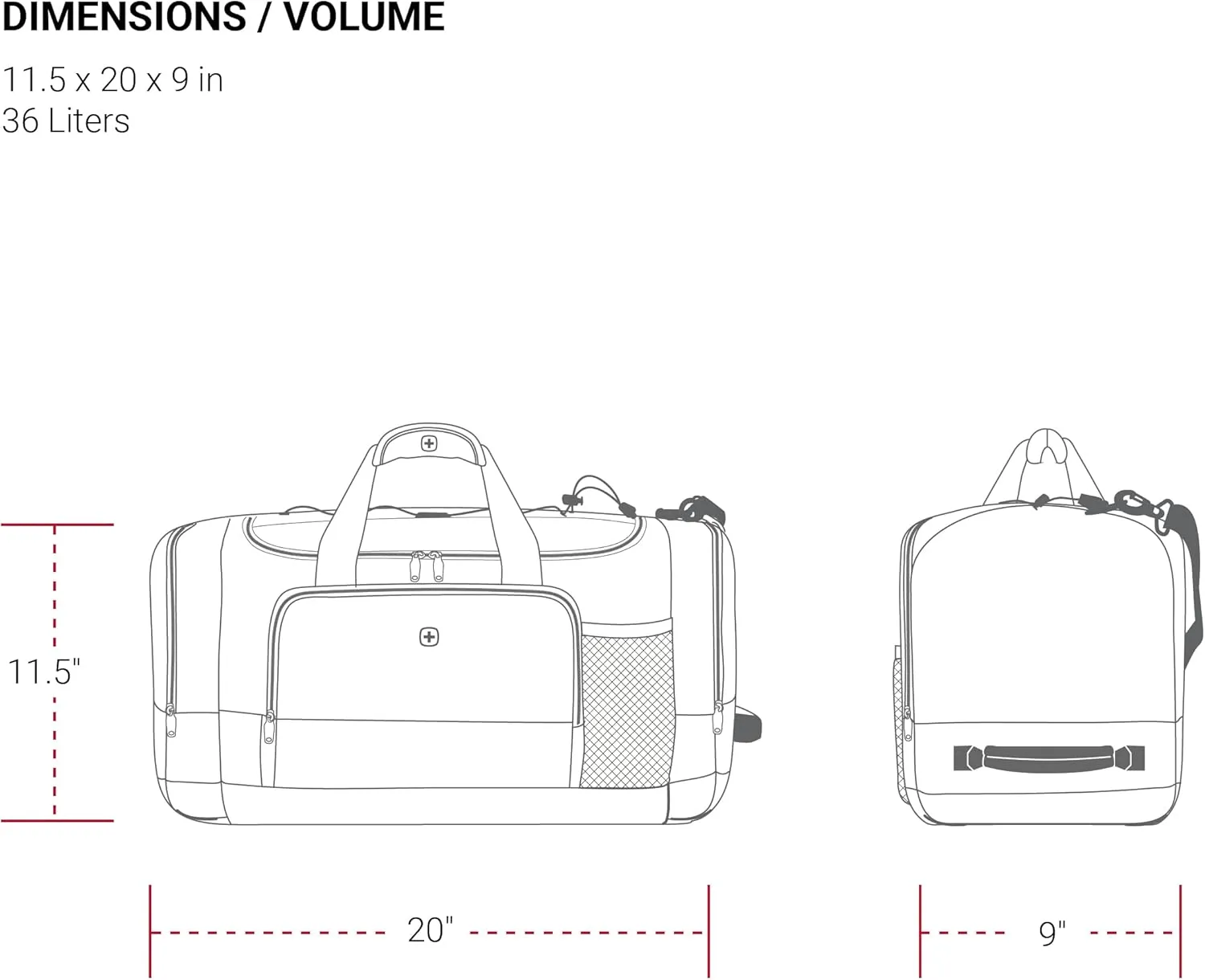SwissGear Apex Duffle Bag for Travel and Gym with Bungee-Cord System