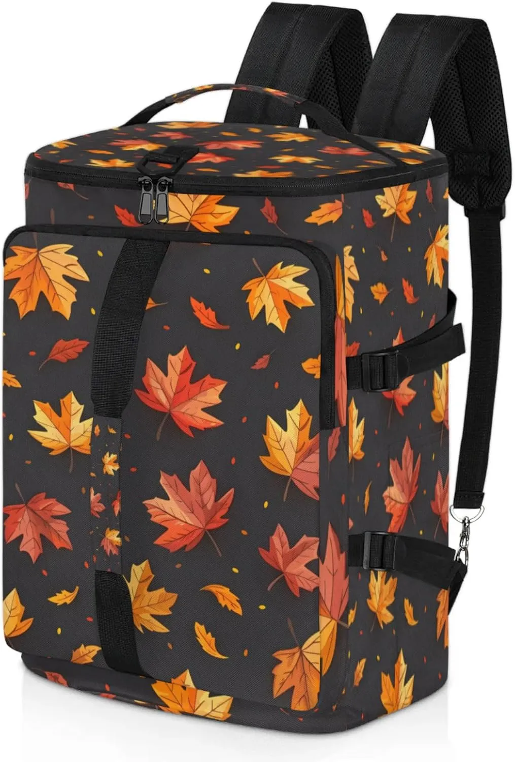 Tactical Sports Duffle Bag for Travel Waterproof Gym Bag with Shoe Compartment 48L Carry On Luggage for Men & Women 3-in-1 Durable Travel Luggage Fall Maple Leaves