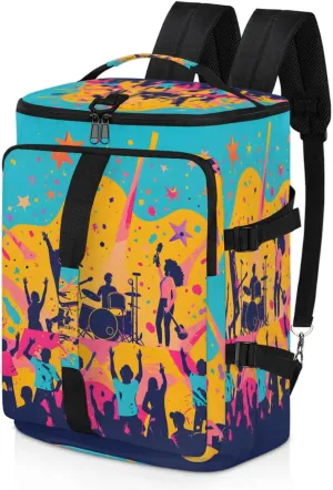 Tactical Sports Duffle Bag for Travel Waterproof Gym Bag with Shoe Compartment 48L Carry On Luggage for Men & Women 3-in-1 Durable Travel Luggage Watercolor Music Show