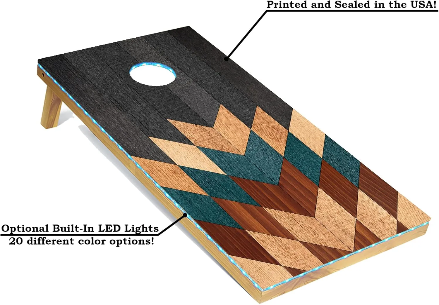 Tailgating Pros Lightweight Cornhole Boards - 4'x2' Modern Wooden Designs Cornhole Game w/Carrying Case & Set of 8 Corn Hole Bean Bags w/Tote