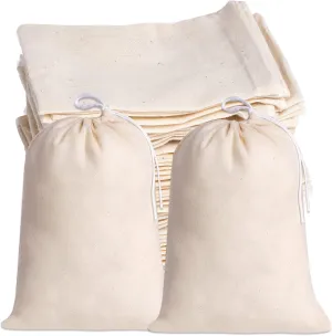Tayfremn 50Pcs Cotton Drawstring Bags, Reusable Muslin Produce Bags with Drawstring, Natural Color (6x7.9 Inch)