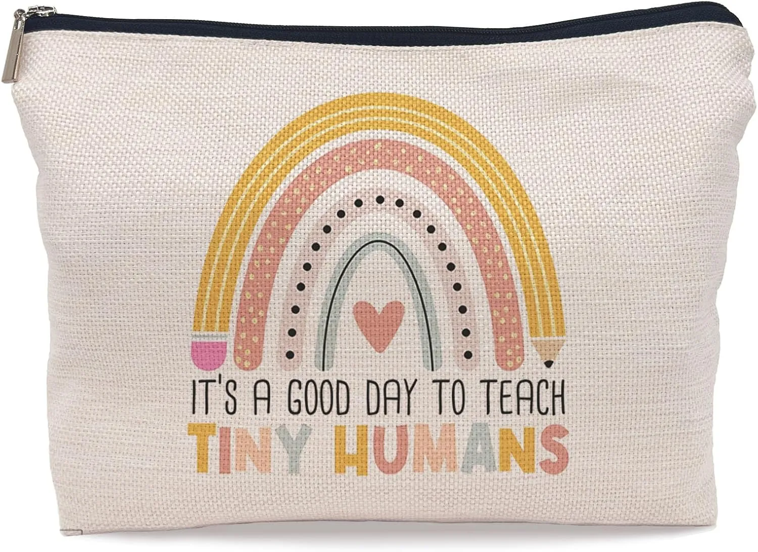 Teacher Appreciation Gifts Makeup Bag,It's a Good Day to Teach Tiny Humans Boho Rainbow Cosmetic Makeup Bag,Retirement Coworker Leaving Gifts for Women
