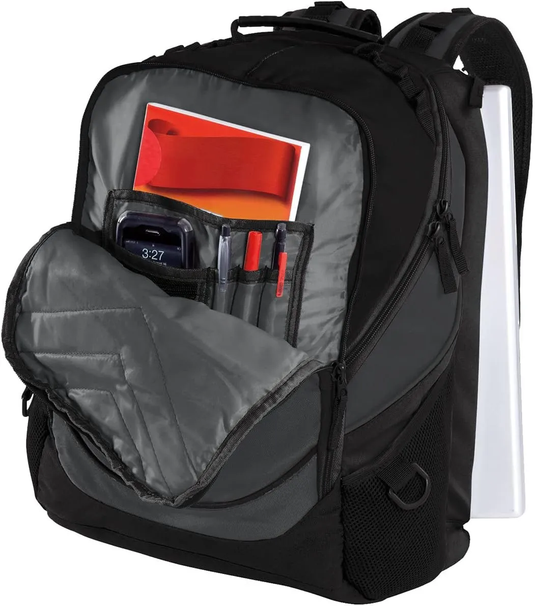 TEEAMORE Custom Travel Laptop Backpack Add Your Embroidered Text Computer Water Resistant Bag Dark Charcoal Black