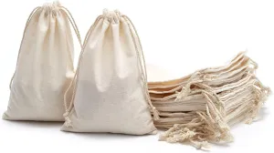 Tendwarm 20 Pieces 5x7 Inches Cotton Drawstring Bags Reusable Muslin Sachet Bag for Party Wedding Storage Home Supplies