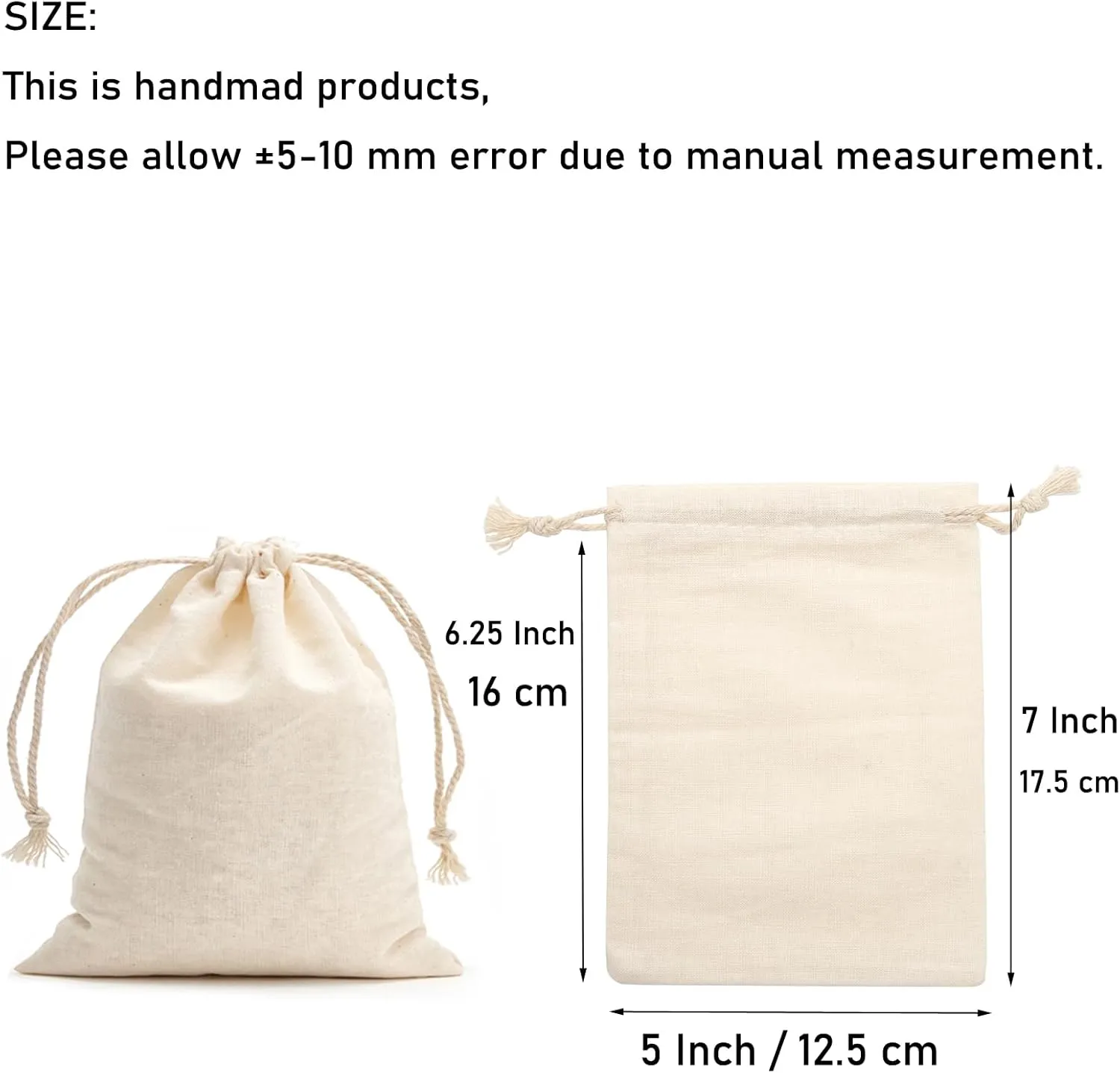 Tendwarm 20 Pieces 5x7 Inches Cotton Drawstring Bags Reusable Muslin Sachet Bag for Party Wedding Storage Home Supplies