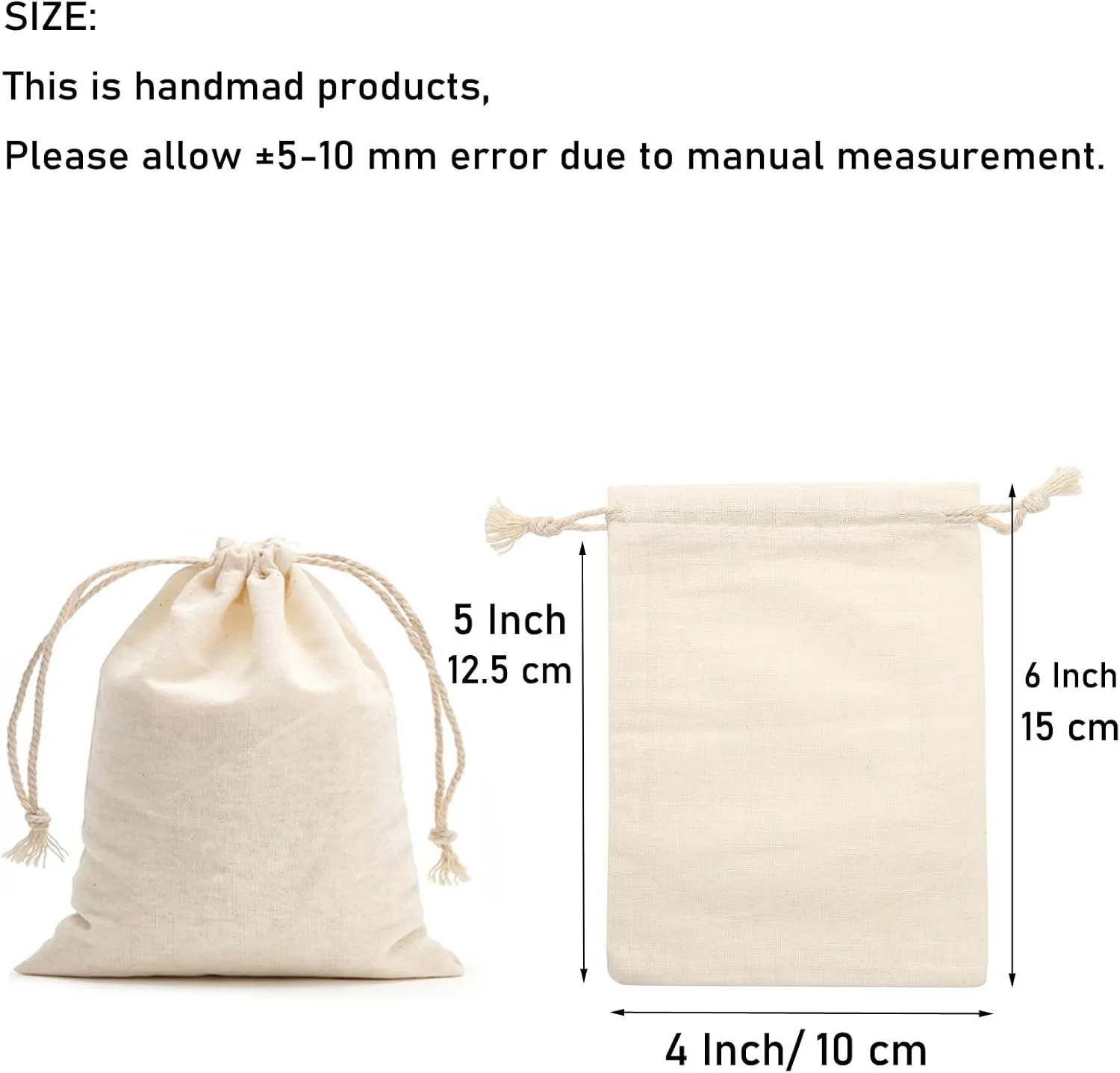 Tendwarm 50 Pieces 4x6 Inches Cotton Drawstring Bags Reusable Muslin Sachet Bag for Party Wedding Storage Home Supplies