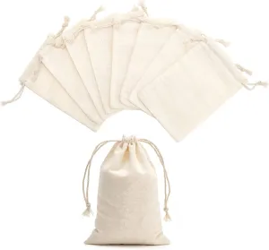 Tendwarm 50 Pieces 4x6 Inches Cotton Drawstring Bags Reusable Muslin Sachet Bag for Party Wedding Storage Home Supplies