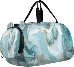 Texture Marble Kids Overnight Sports Duffel Bags with Shoe Compartment & Wet Pocket Travel Sport Gym Bag for Girls Boys