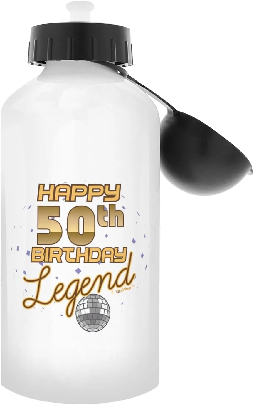ThisWear 50th Birthday Gifts For Women Happy 50th Birthday Legend 18oz Aluminum Water Bottle with Carabiner Clip & Sport Top