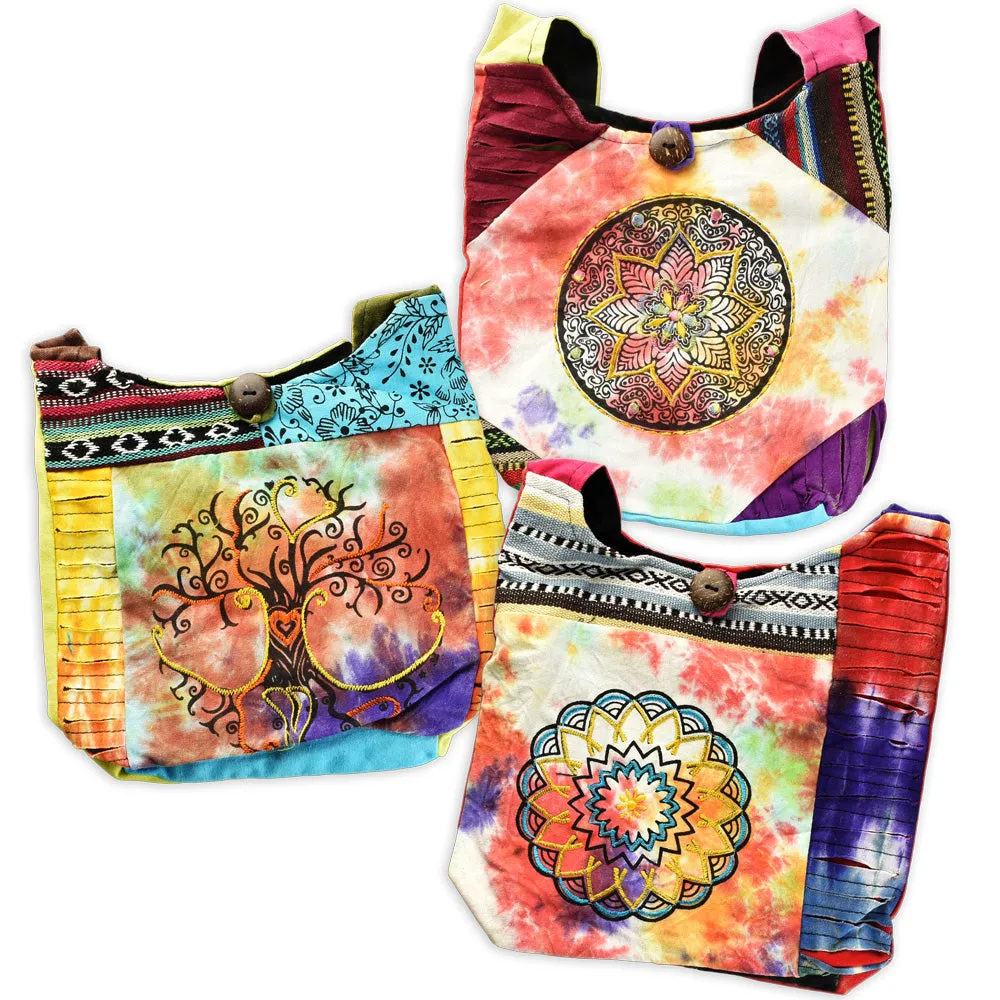 ThreadHeads Embroidered Tie-Dye Sling Bag - 3 Pack