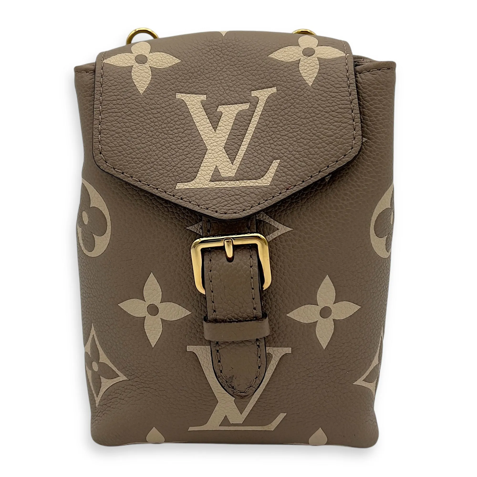 Tiny Backpack Brown in Monogram Empreinte Leather, Gold hardware