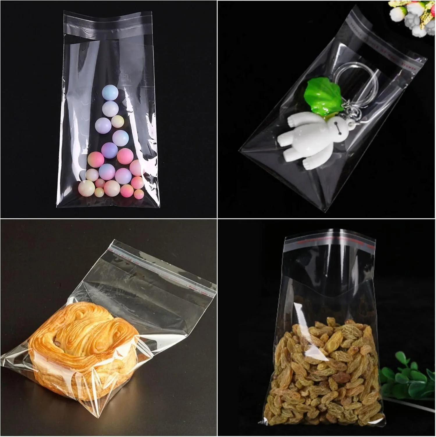 Tiny Clear Resealable Cellophane Bags 1000pcs 3x5" Self-Sealing Cello Bags 1mil OPP Poly Bags for Jewelry Earrings Candies Bakery Candle Soap Cookie 8 Sizes to Choose from