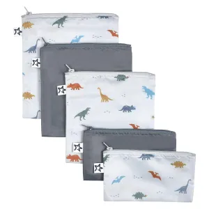 Tiny Twinkle 5 Pack Reusable Snack Bags - Machine Washable, PFAS, PVC, BPA, Phthalate-Free Reusable Baby and Toddler Food Safe Snack Bags (Dinosaur)