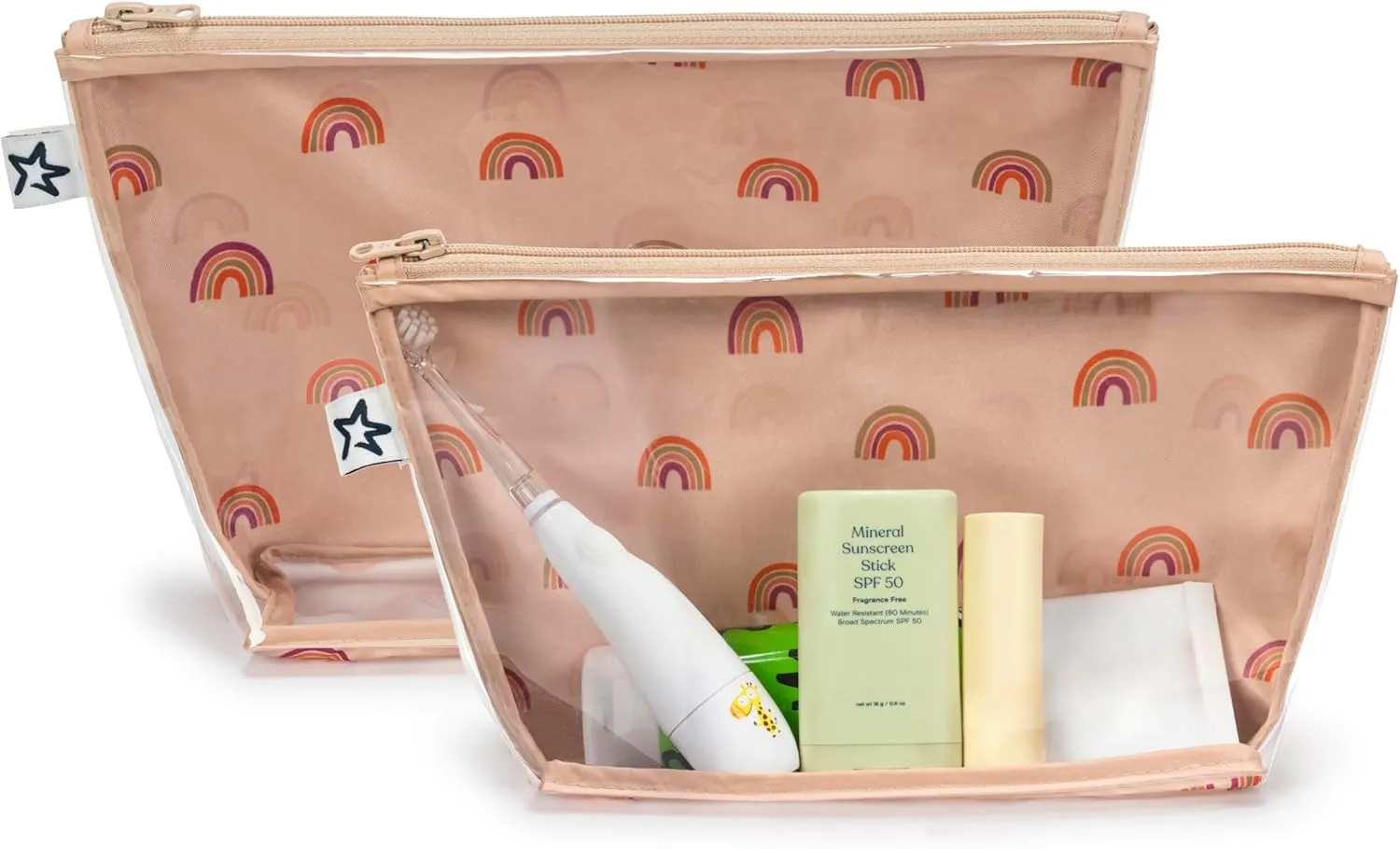 Tiny Twinkle Mess-proof Travel Bags, Airline Compliant, Zipper Closure, Clear Front Pouch, Diaper Bag Packing, Toiletry or Cosmetics Organizer
