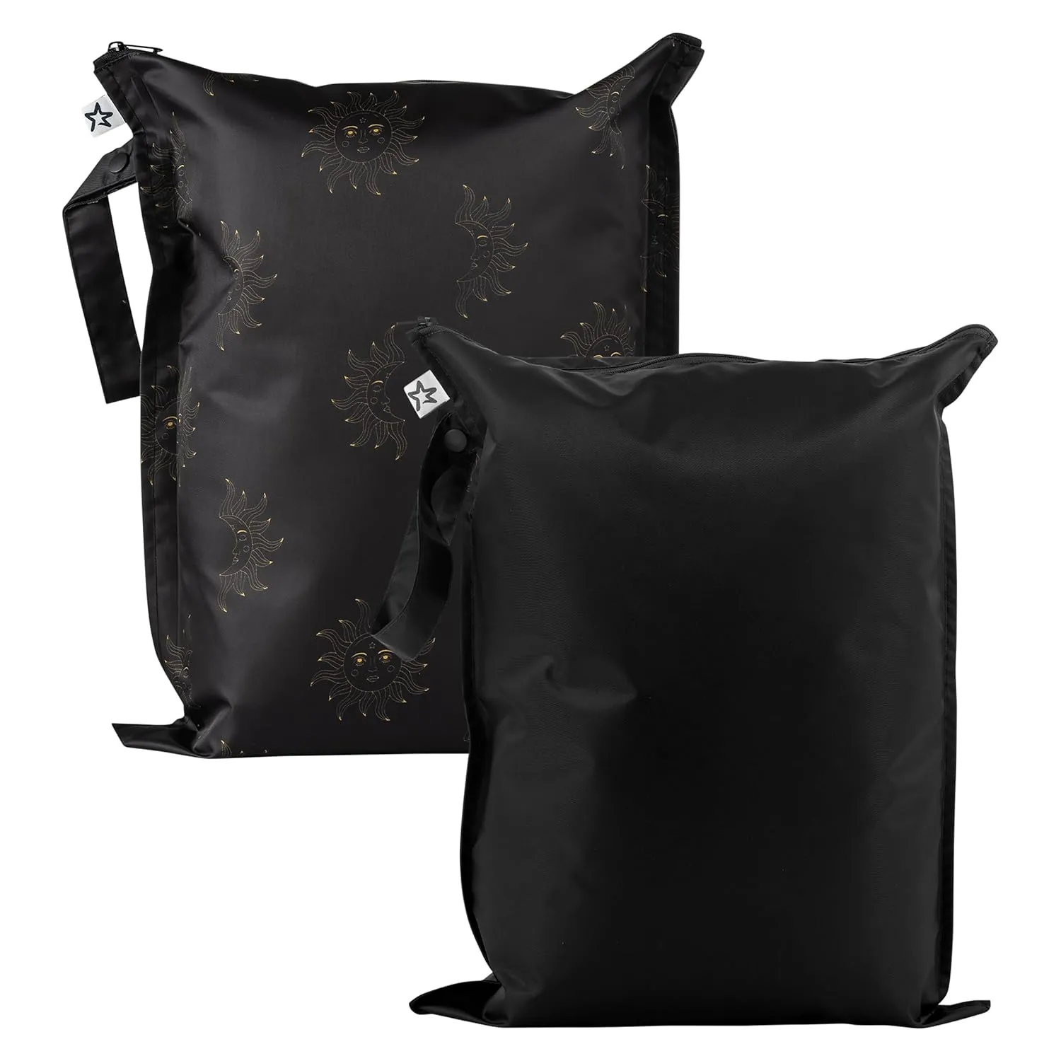 Tiny Twinkle Mess-proof Waterproof Wet Dry Bag | 2 Pack Reusable for Swimsuits, Gym & Baby Clothes | Leakproof Wet Clothes Bag, Beach Travel Essentials (Midnight)