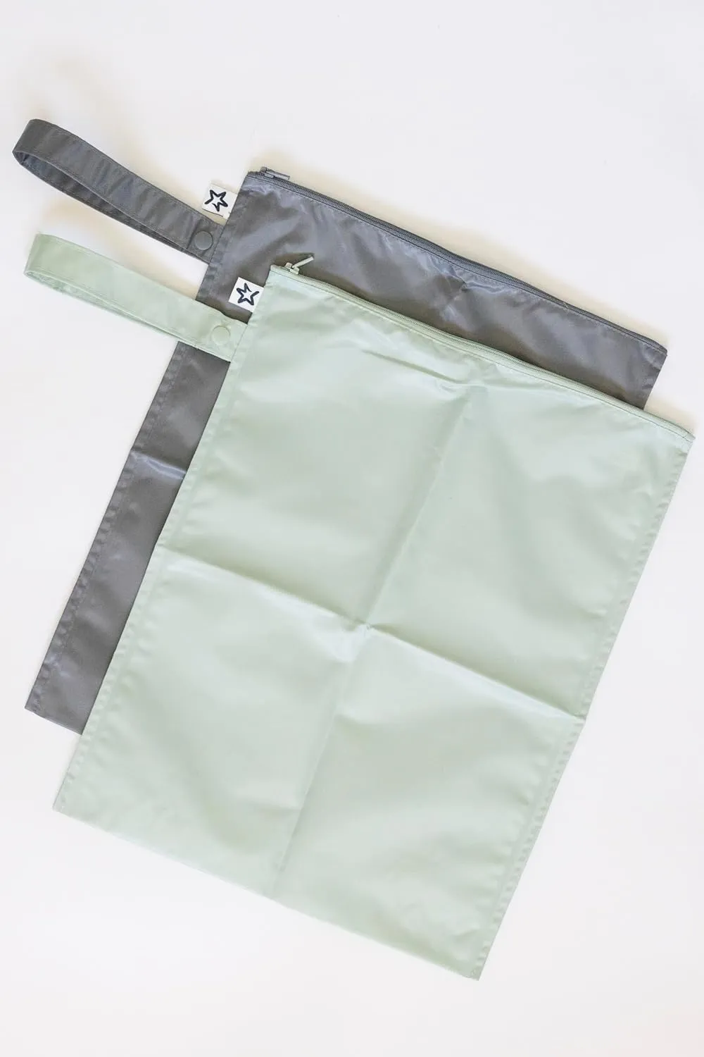 Tiny Twinkle Mess-proof Waterproof Wet Dry Bag | 2 Pack Reusable for Swimsuits, Gym & Baby Clothes | Leakproof Wet Clothes Bag, Beach Travel Essentials (Sage, Charcoal)