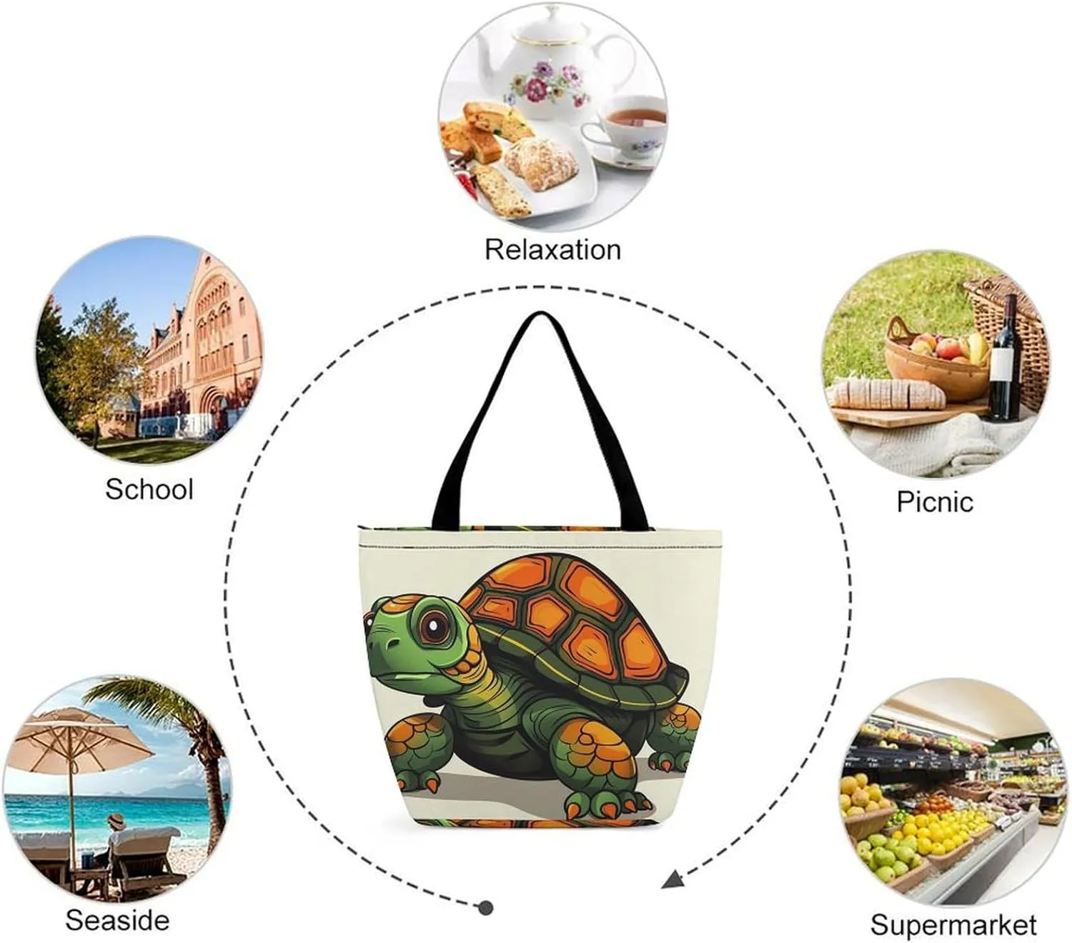 Tote Bag for Women Grocery Bag Cartoon Ladybug Foldable Shopping Bags Reusable Large Tote Bag