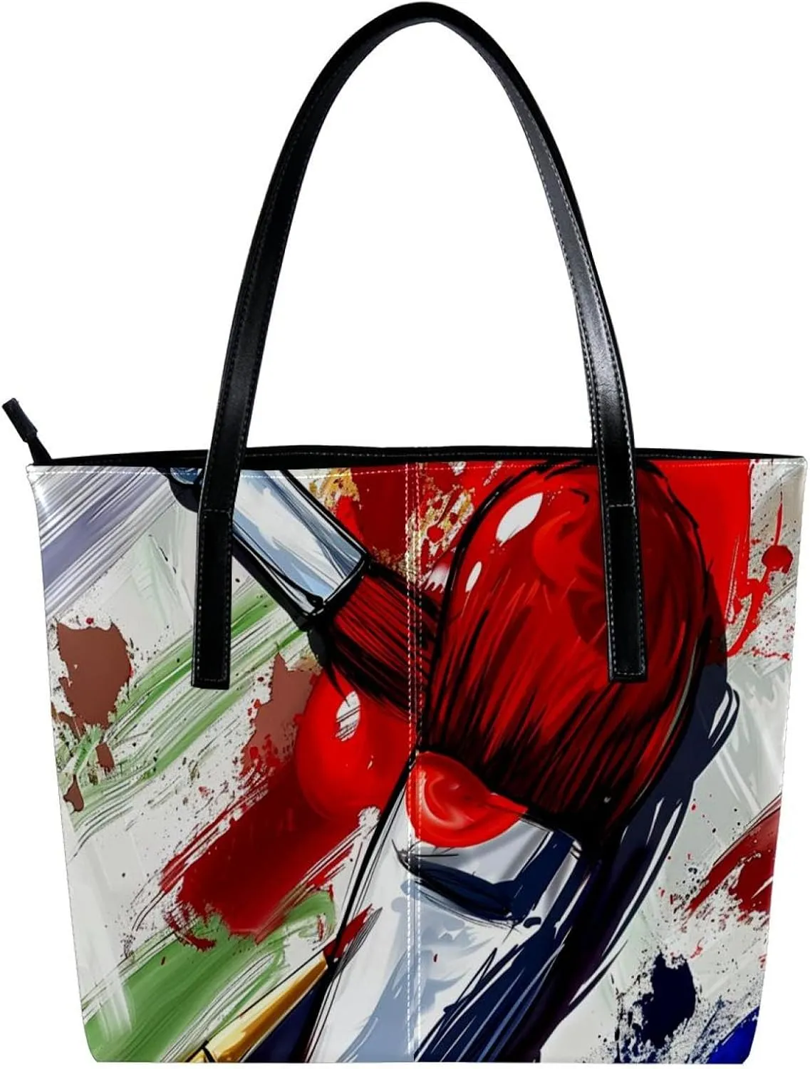 Tote Bags, Large Tote Bags for Women, Tote Bag with Zipper, Color Pigment Painting, Tote Bag for Work