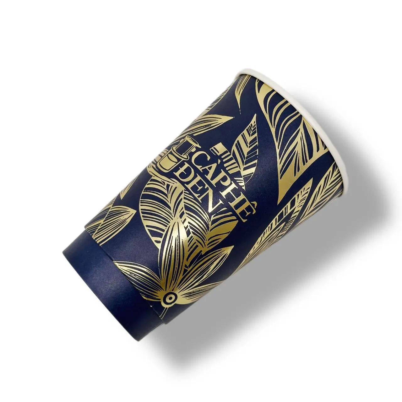 Touche' Finish with Pressed Gold | Double Walled Coffee Cups | Premium | Kraft Paper | Intricate Design Capable | 4oz-20oz