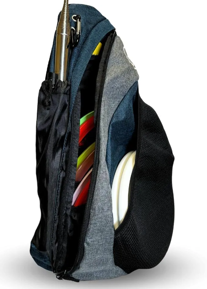 Tournament Slinger Bag | Carries 6-12 Disc Golf Discs | Includes Extra Pockets for Retriever and Mini