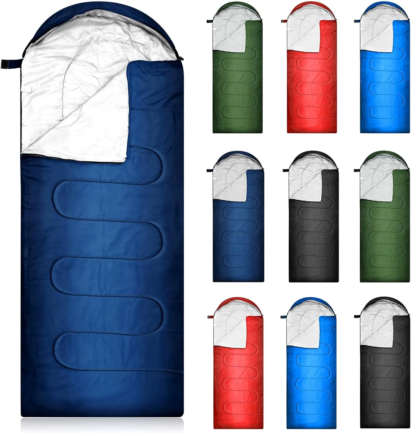 Tranqun 10 Pcs Sleeping Bags for Adults Cotton Liner Cold Warm Weather 4 Seasons Camping Gear Equipment Lightweight Waterproof Backpacking Sleeping Bag for Hiking Outdoor Travel, 5 Color