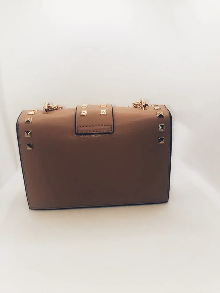 Transparent Overlay Black Studded Fashion Bag.