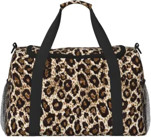 Travel Bag Leopard Cheetah Luggage Bag Cute Animal Pattern Business Trip Workout Duffle Sports Bags Classical Brown Big Gym Bags