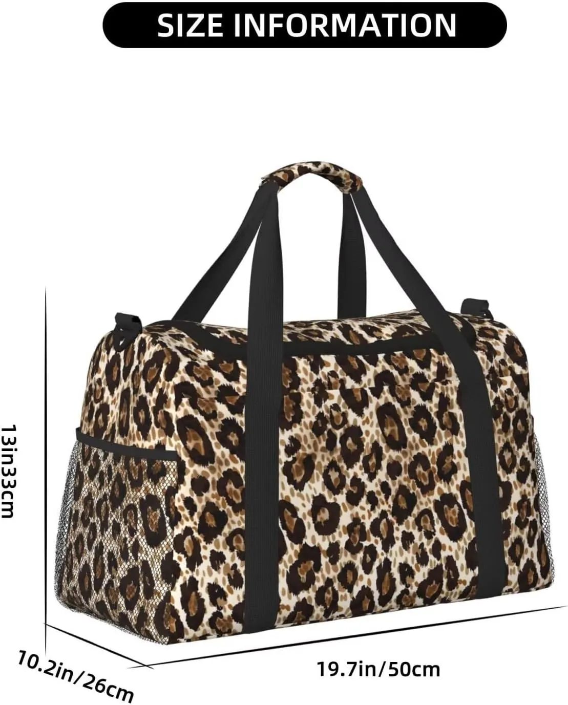 Travel Bag Leopard Cheetah Luggage Bag Cute Animal Pattern Business Trip Workout Duffle Sports Bags Classical Brown Big Gym Bags