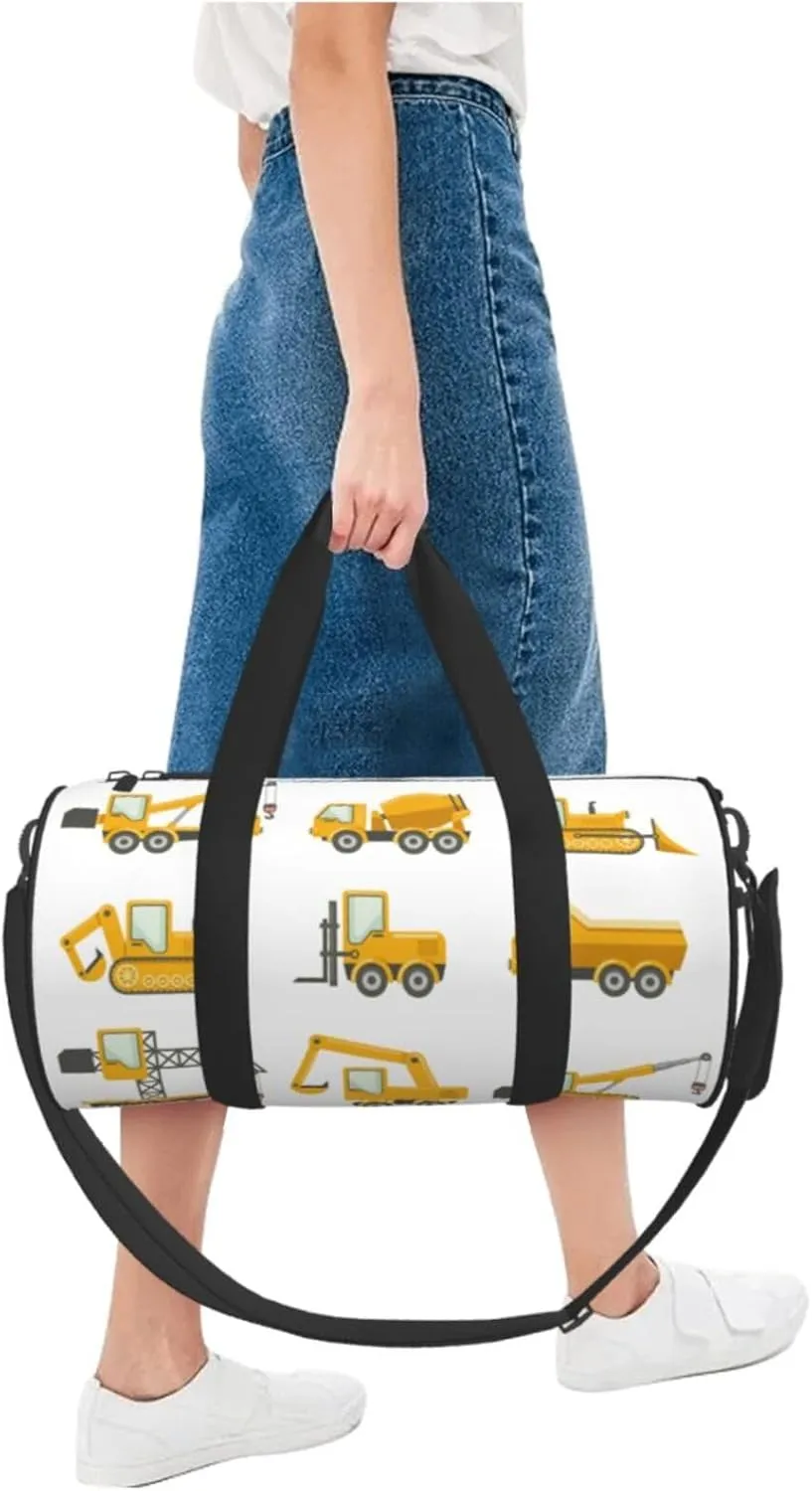 Travel Duffle Bag for Men Women, Bulldozer Truck Crane Excavator Duffle Bags for Sport Gym Overnight Luggage