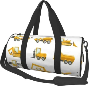 Travel Duffle Bag for Men Women, Bulldozer Truck Crane Excavator Duffle Bags for Sport Gym Overnight Luggage