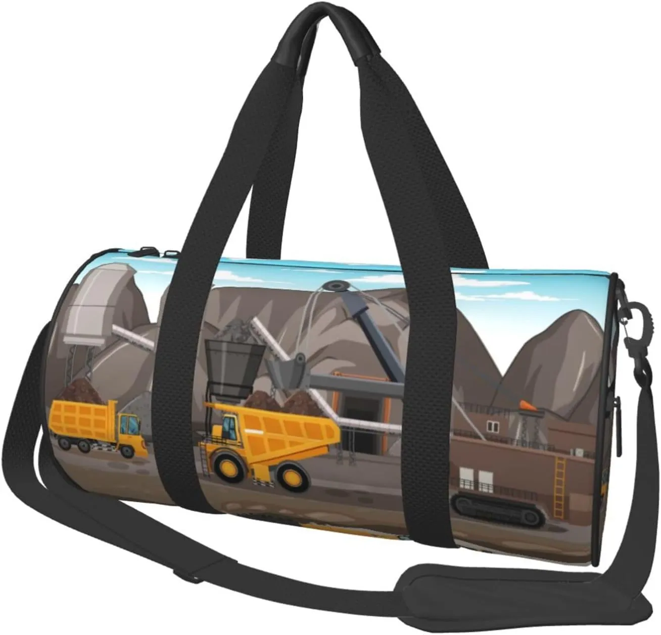 Travel Duffle Bag for Men Women, Coal Mining Truck Duffle Bags for Sport Gym Overnight Luggage