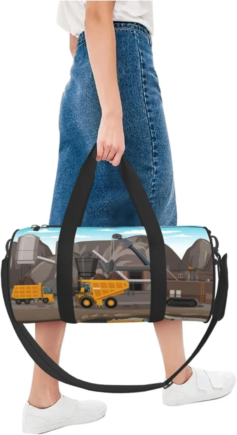 Travel Duffle Bag for Men Women, Coal Mining Truck Duffle Bags for Sport Gym Overnight Luggage