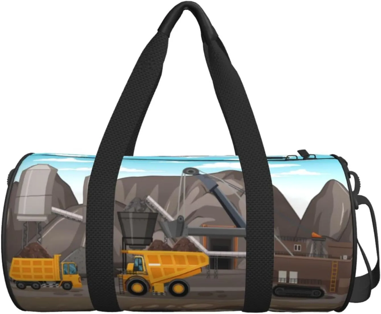 Travel Duffle Bag for Men Women, Coal Mining Truck Duffle Bags for Sport Gym Overnight Luggage