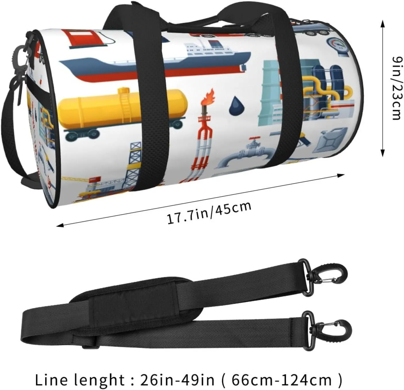 Travel Duffle Bag for Men Women, Drilling Rig Tanker Truck Duffle Bags for Sport Gym Overnight Luggage