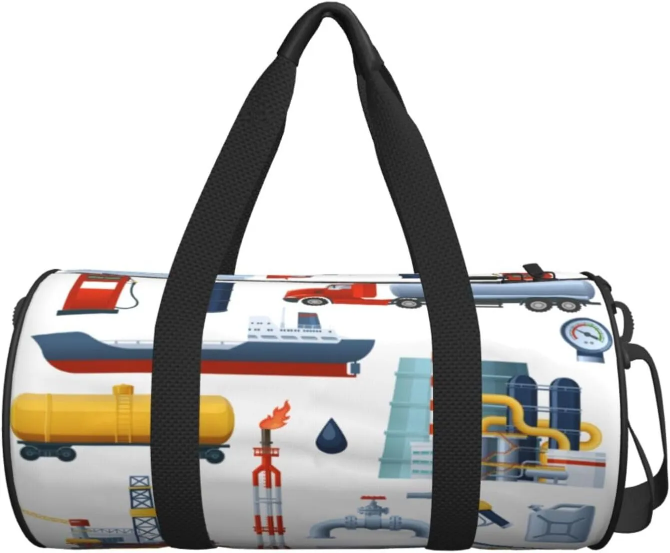 Travel Duffle Bag for Men Women, Drilling Rig Tanker Truck Duffle Bags for Sport Gym Overnight Luggage