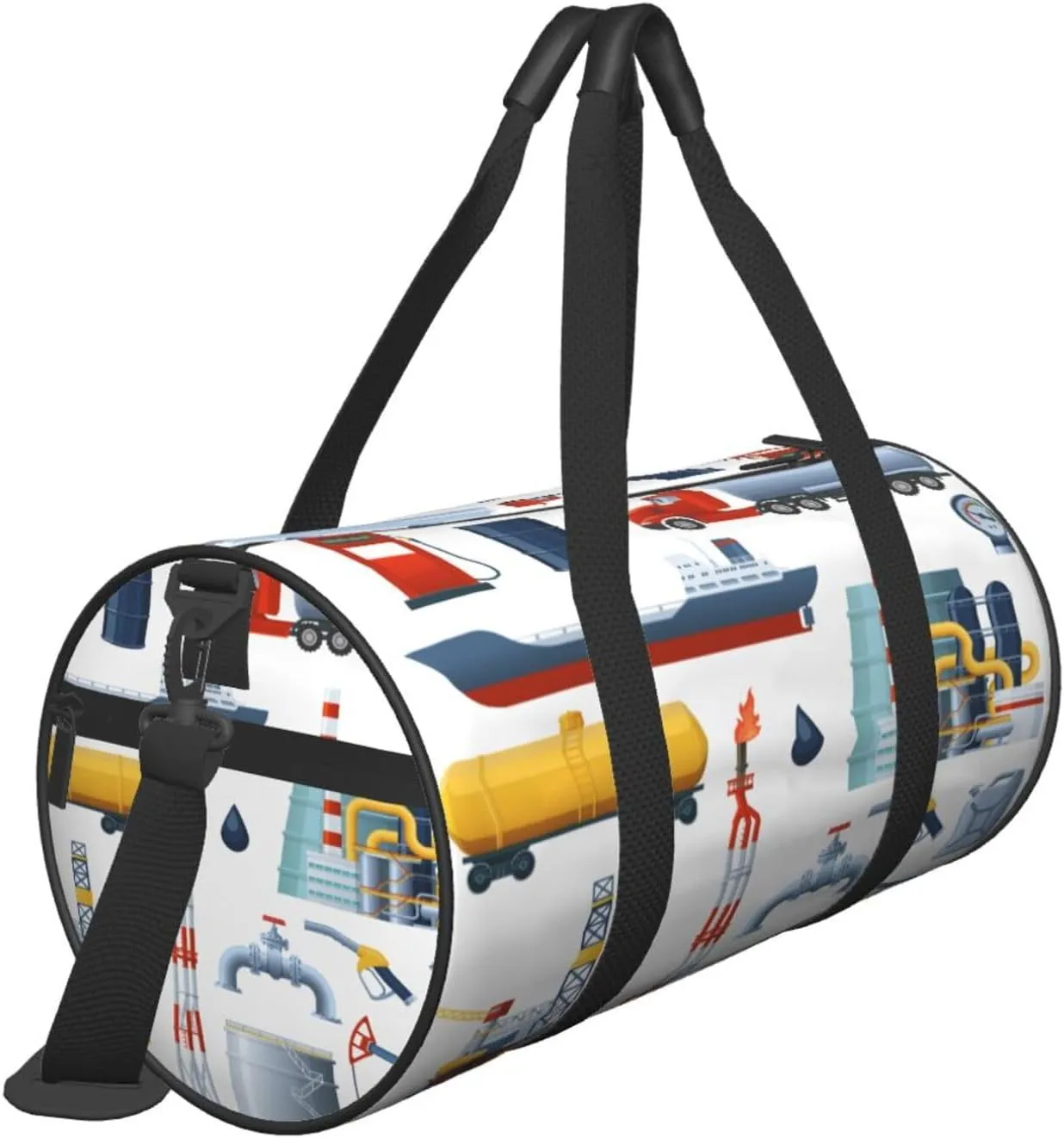 Travel Duffle Bag for Men Women, Drilling Rig Tanker Truck Duffle Bags for Sport Gym Overnight Luggage