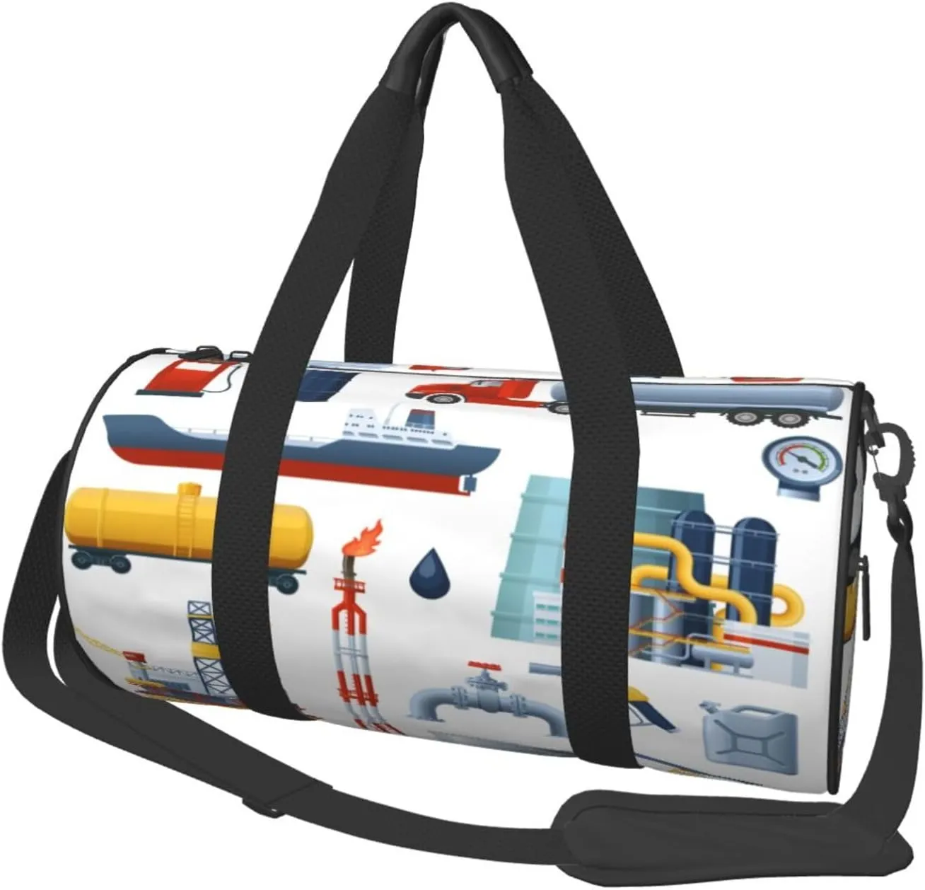 Travel Duffle Bag for Men Women, Drilling Rig Tanker Truck Duffle Bags for Sport Gym Overnight Luggage