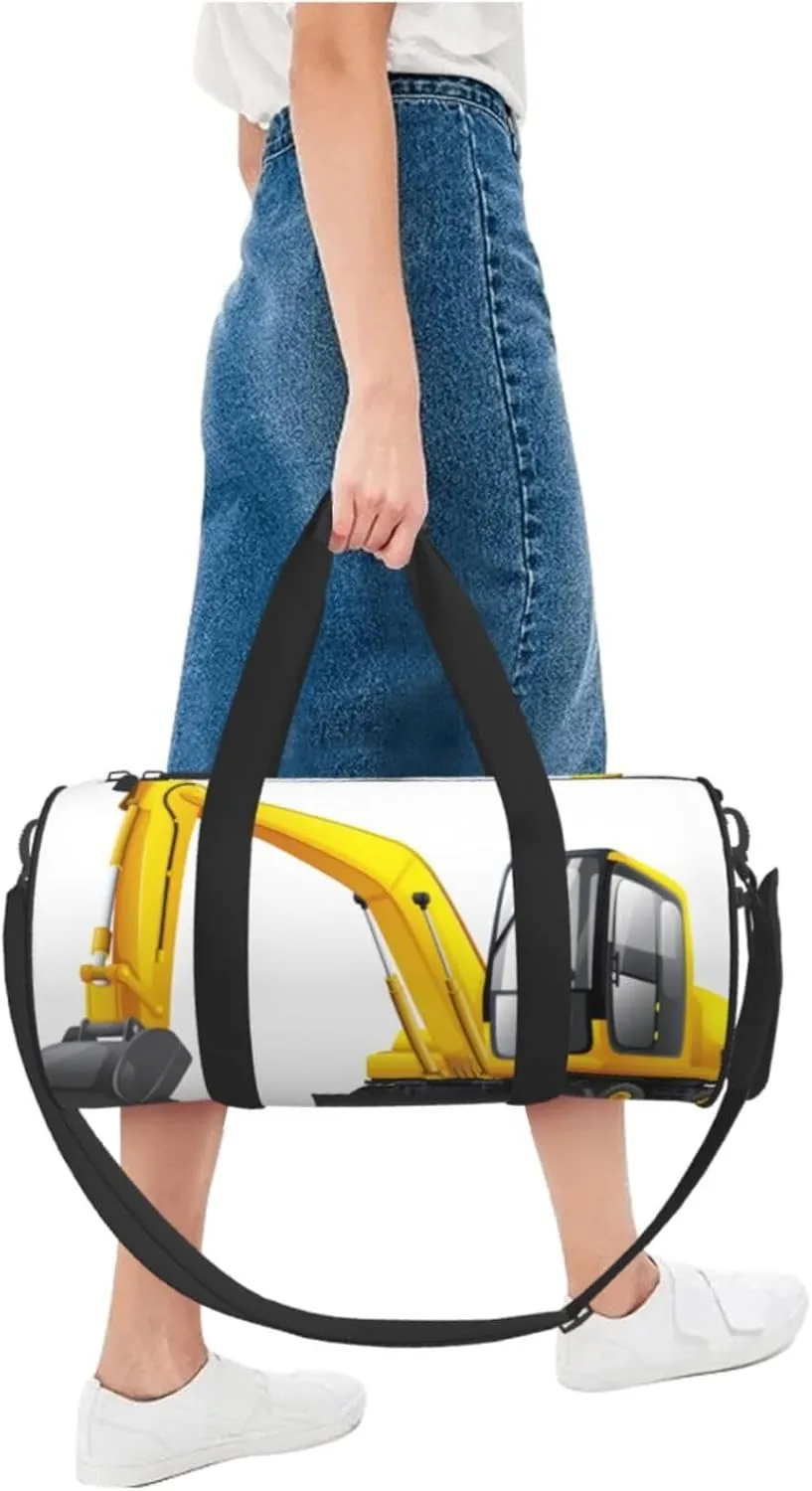 Travel Duffle Bag for Men Women, Excavator Vehicle Duffle Bags for Sport Gym Overnight Luggage