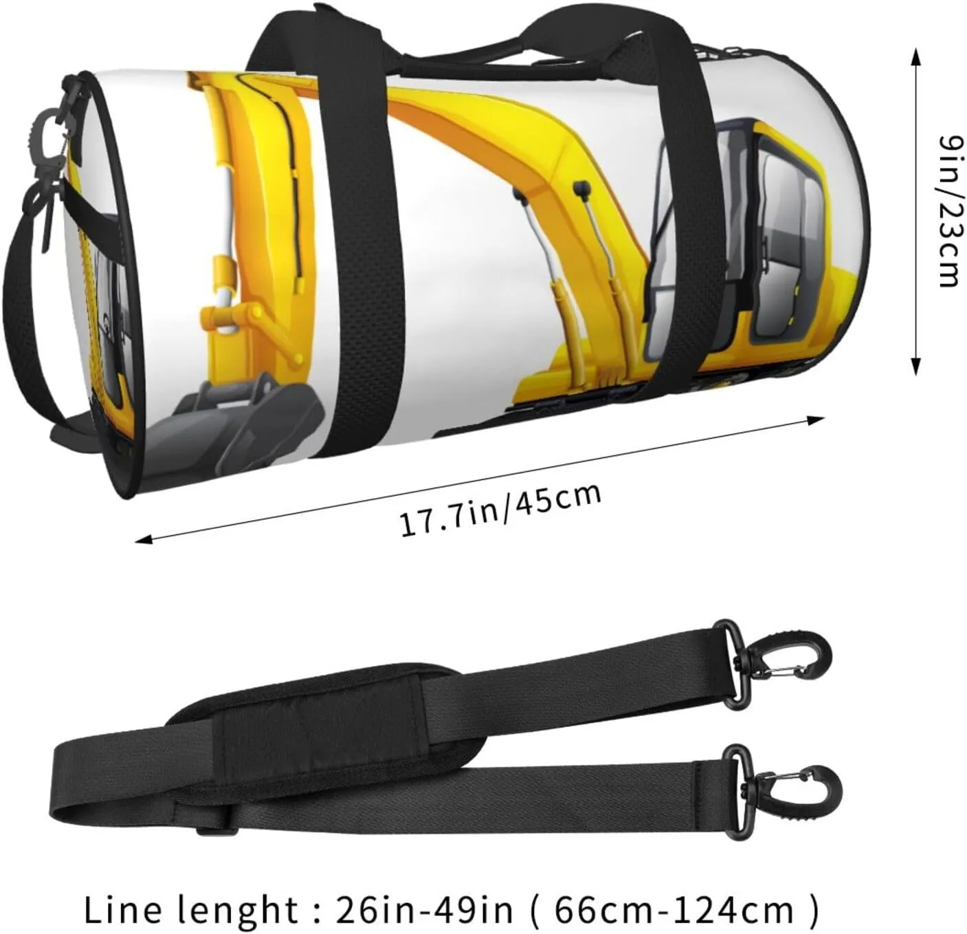 Travel Duffle Bag for Men Women, Excavator Vehicle Duffle Bags for Sport Gym Overnight Luggage
