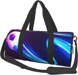 Travel Duffle Bag for Men Women, Football Ball Blue Duffle Bags for Sport Gym Overnight Luggage