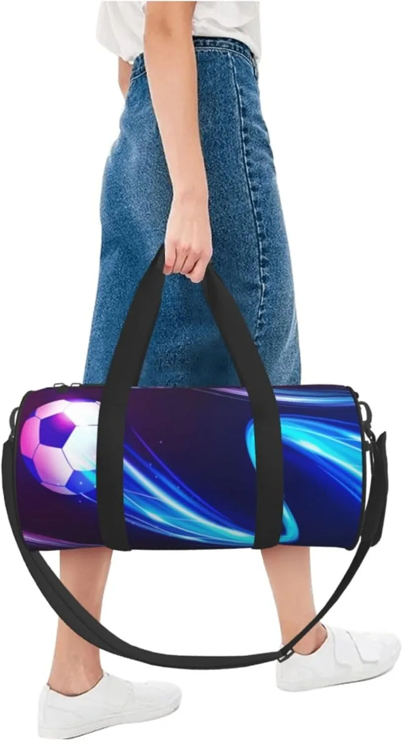 Travel Duffle Bag for Men Women, Football Ball Blue Duffle Bags for Sport Gym Overnight Luggage