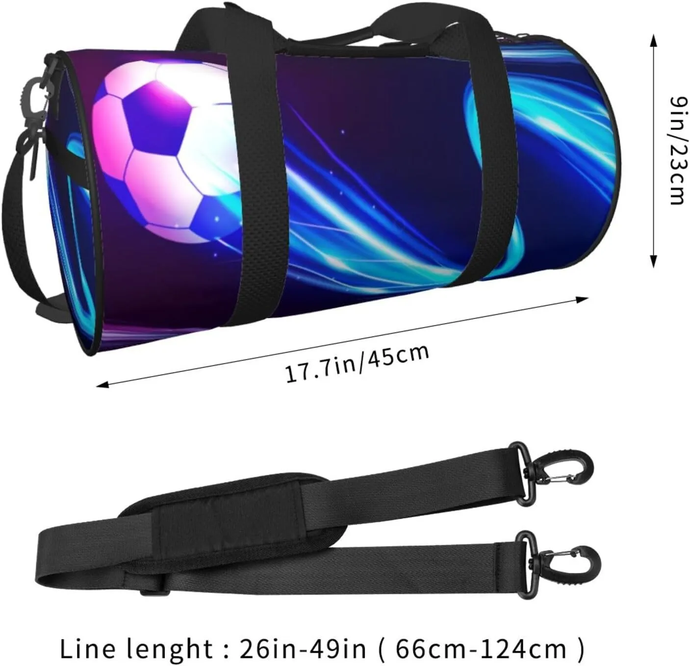 Travel Duffle Bag for Men Women, Football Ball Blue Duffle Bags for Sport Gym Overnight Luggage