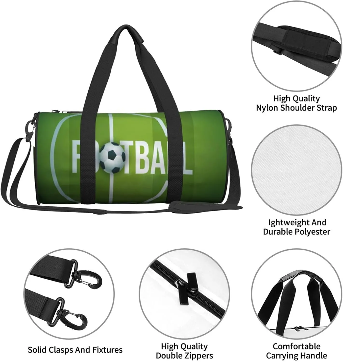 Travel Duffle Bag for Men Women, Football Field Match Duffle Bags for Sport Gym Overnight Luggage