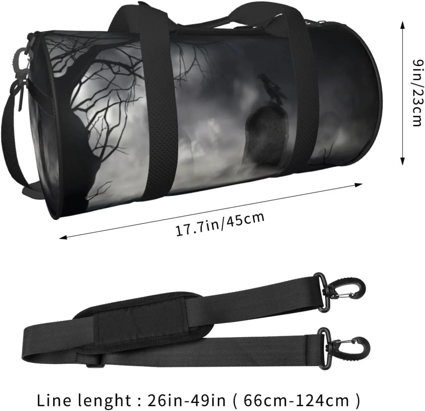 Travel Duffle Bag for Men Women, Frightening Halloween Crow Duffle Bags for Sport Gym Overnight Luggage