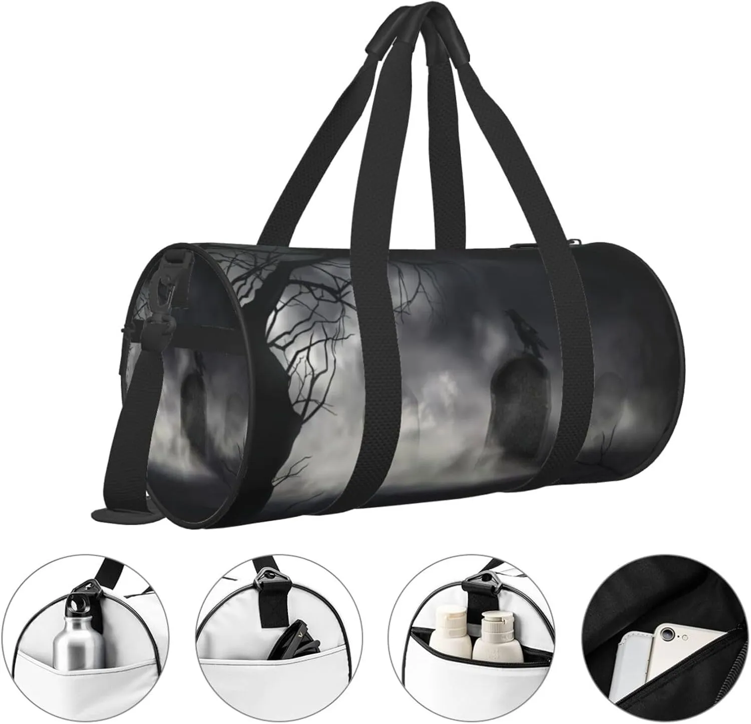 Travel Duffle Bag for Men Women, Frightening Halloween Crow Duffle Bags for Sport Gym Overnight Luggage
