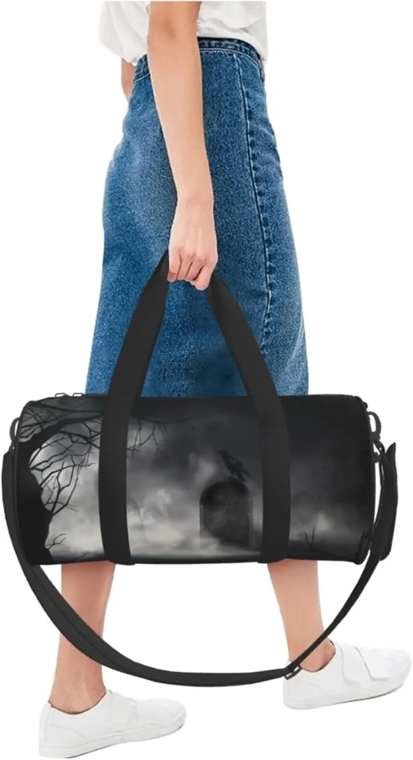 Travel Duffle Bag for Men Women, Frightening Halloween Crow Duffle Bags for Sport Gym Overnight Luggage
