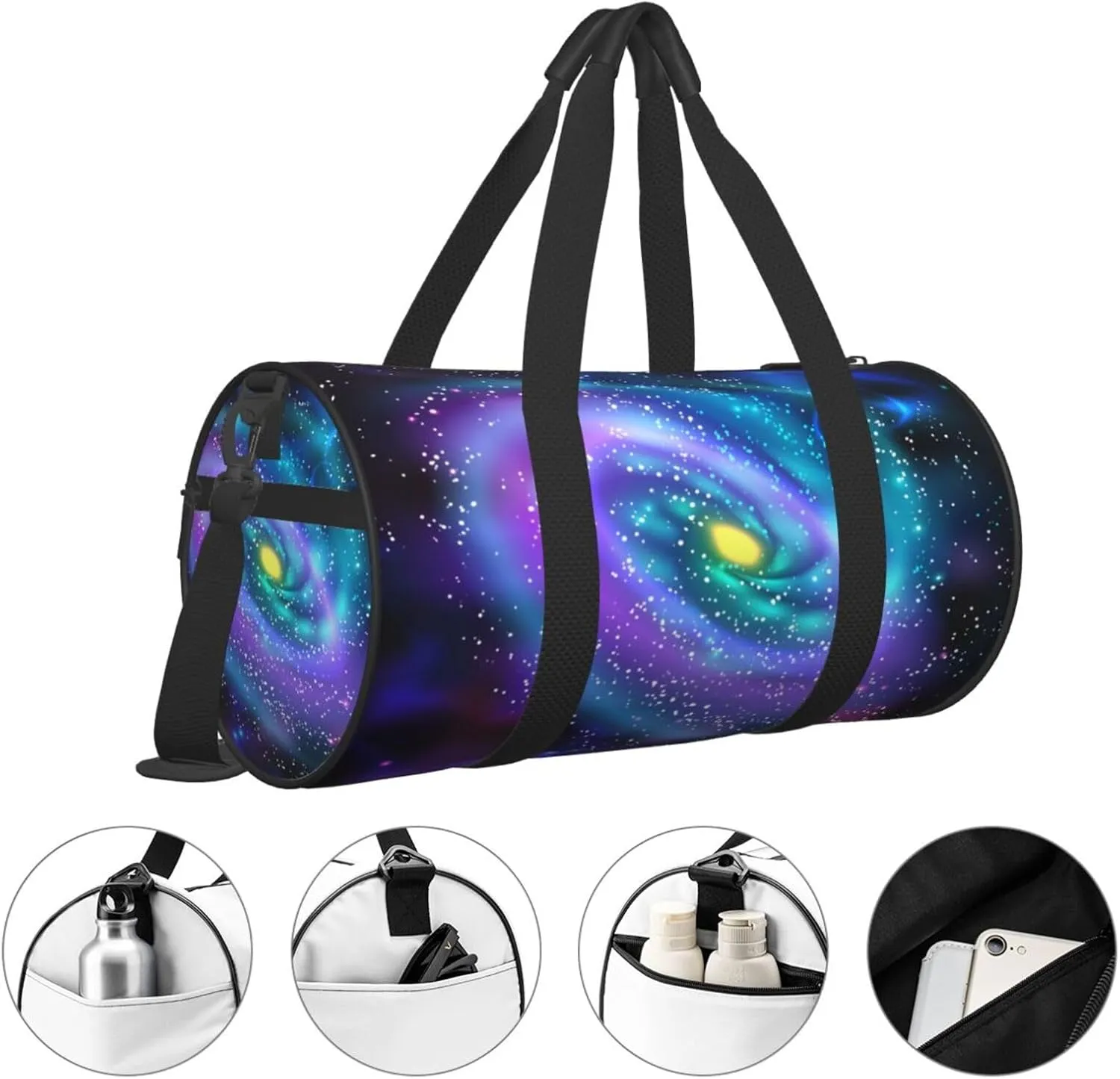 Travel Duffle Bag for Men Women, Galaxy Black 1 Duffle Bags for Sport Gym Overnight Luggage