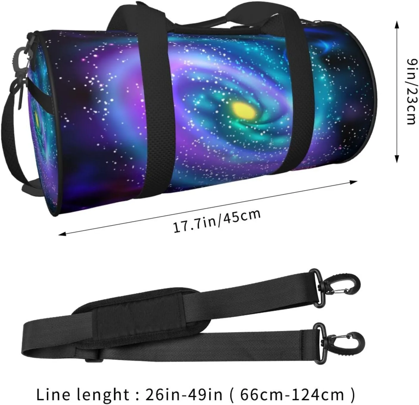 Travel Duffle Bag for Men Women, Galaxy Black 1 Duffle Bags for Sport Gym Overnight Luggage