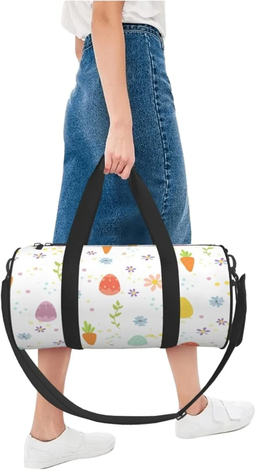 Travel Duffle Bag for Men Women, Happy Easter Eggs Carrot Duffle Bags for Sport Gym Overnight Luggage