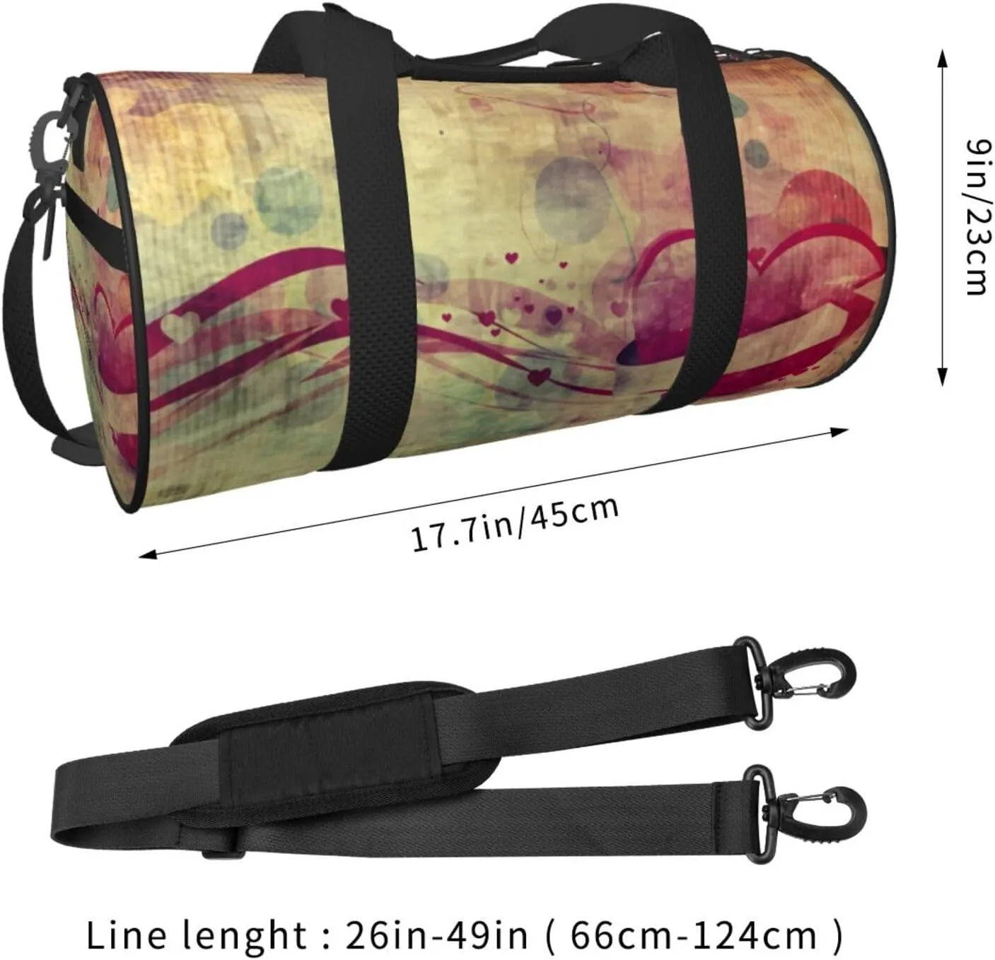 Travel Duffle Bag for Men Women, Heart Duffle Bags for Sport Gym Overnight Luggage